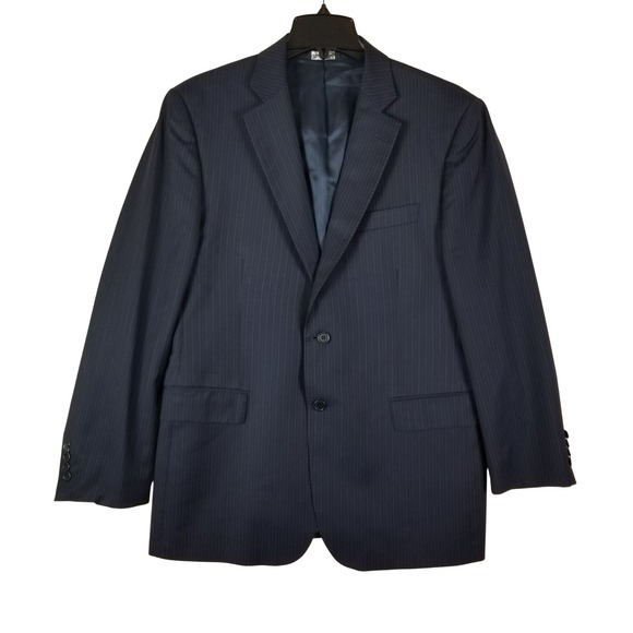 Ermenegildo Zegna Other - Ermenegildo Zegna Blazer Mens 42 R US 32 R Navy Blue‎ Pinstripe Wool Silk  Italy